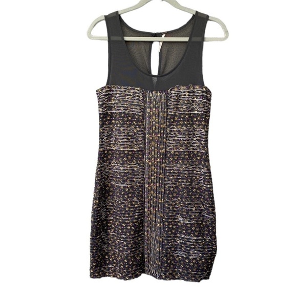 Free People Ditsy Floral Mesh Shimmy Bodycon Dress Sz M - Picture 2 of 10